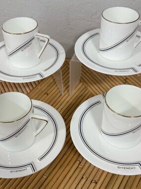 Set of 4 - Vintage GIVENCHY Paris Tanaka Japan Bone China Blue & Gold